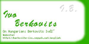 ivo berkovits business card